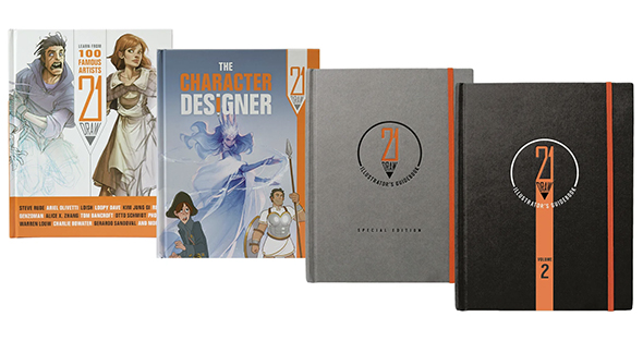 Bundle of four character design books from 21 Draw