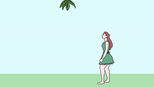 Animation of a Girl Jumping to Pluck Leaves - Animated on Procreate