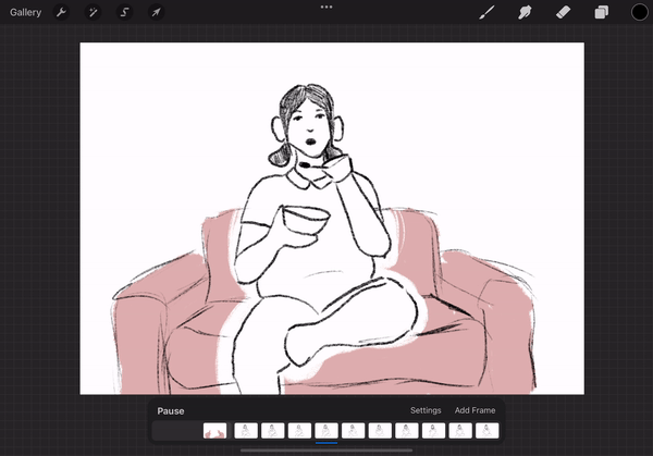 Animation of A Girl Eating from a Bowl - Animation made with Procreate