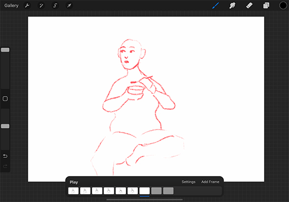 How to Animate in Procreate Step Two - Use Animation Bar to Add Frames