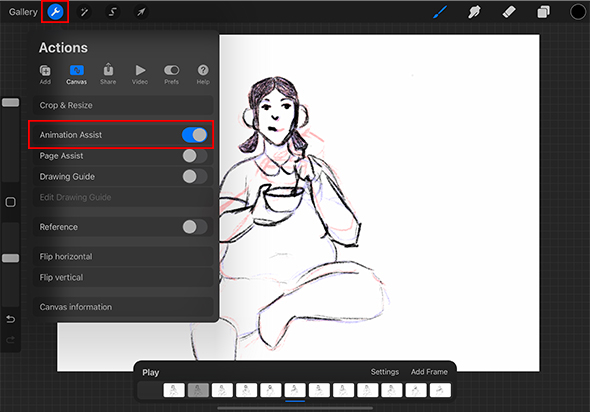 How to Animate in Procreate Step One - Turn on Animation Assist
