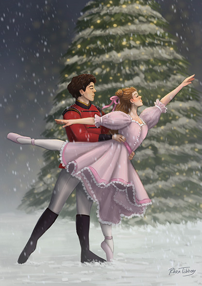 Adding final details to the Christmas illustration