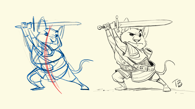 Line of action for drawing poses