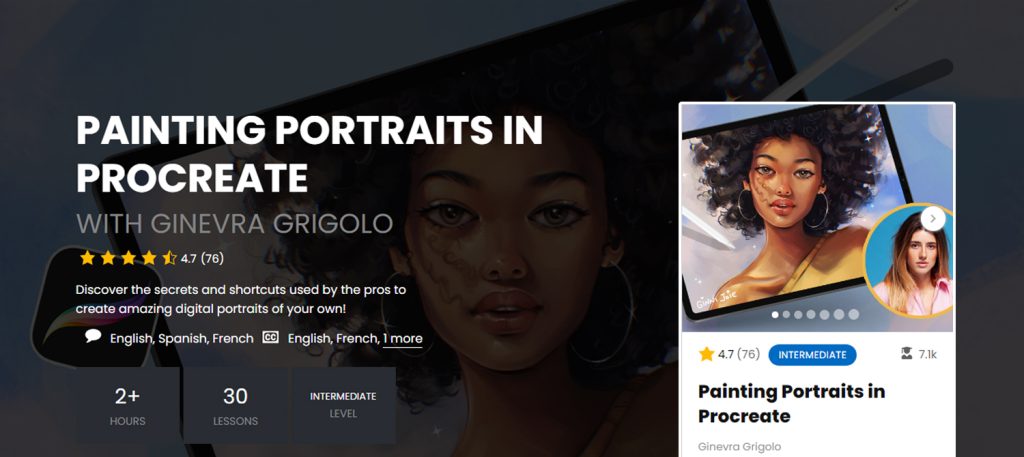 Online Digital Illustration Course - Painting Portraits in Procreate