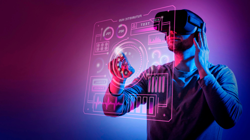 A Man Wearing Virtual Reality Headset
