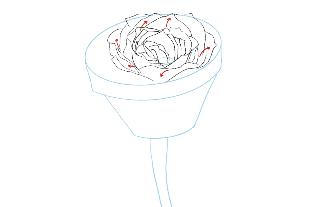 Add Petals To Develop The Middle Structure Of The Rose