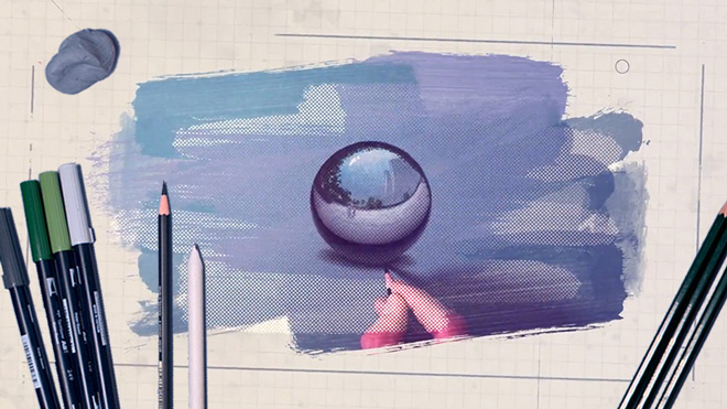 Disegna una superficie riflettente a matita Disegna una superficie riflettente a matita