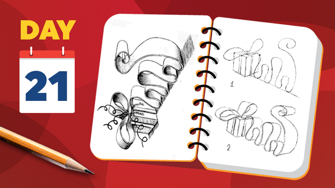 Aprenda a desenhar um lindo presente com laços - Lição para iniciantes Aprenda a desenhar um lindo presente com laços - Lição para iniciantes