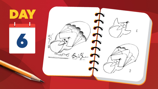 Aprenda a desenhar um paraquedas divertido e um pinguim fofo - Lição para iniciantes Aprenda a desenhar um paraquedas divertido e um pinguim fofo - Lição para iniciantes