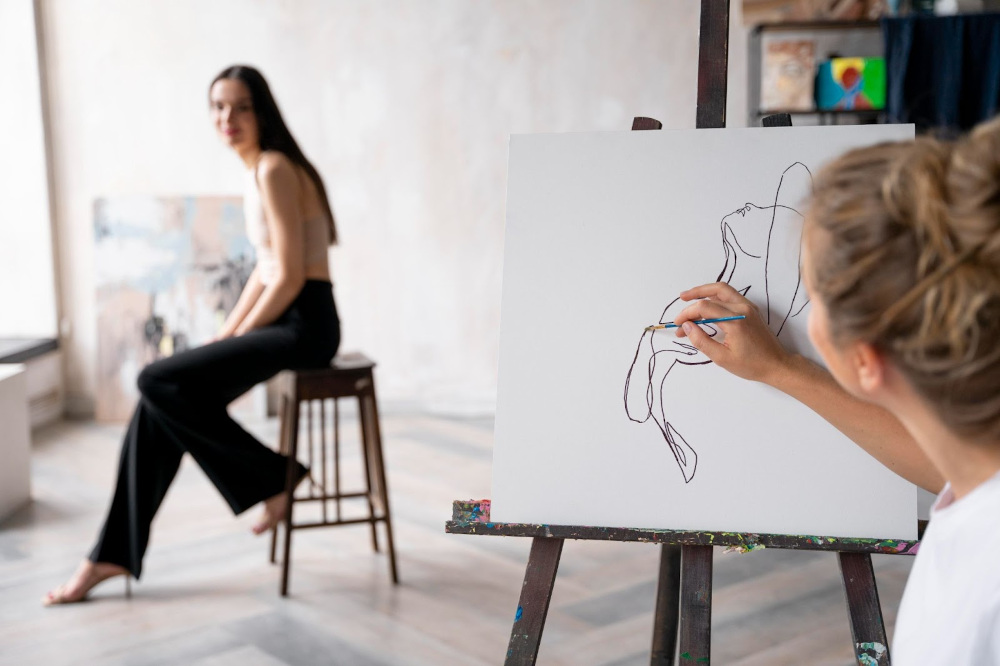 Illustration Of An Artist Practicing Figure Drawing