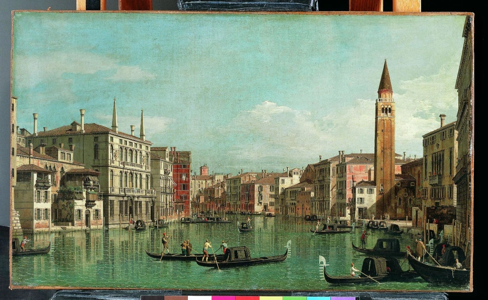 An image of a classic Venetian scene that illustrates the concept of proportion in art composition, with buildings, gondolas, and figures carefully scaled in relation to each other, demonstrating the use of proportion to create a realistic and balanced depiction of the serene canal environment.
