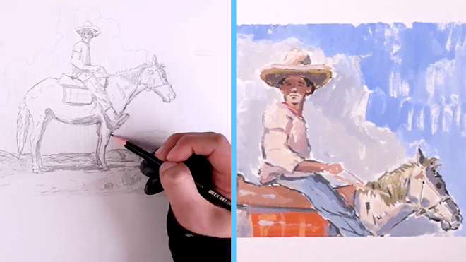 Sketching a horse and rider Sketching a horse and rider