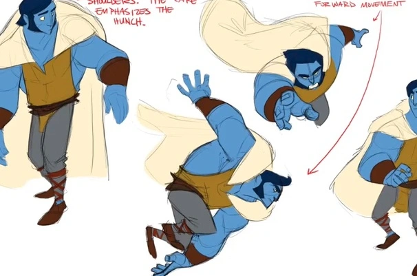 Design of a character in multiple poses by Randy Bishop