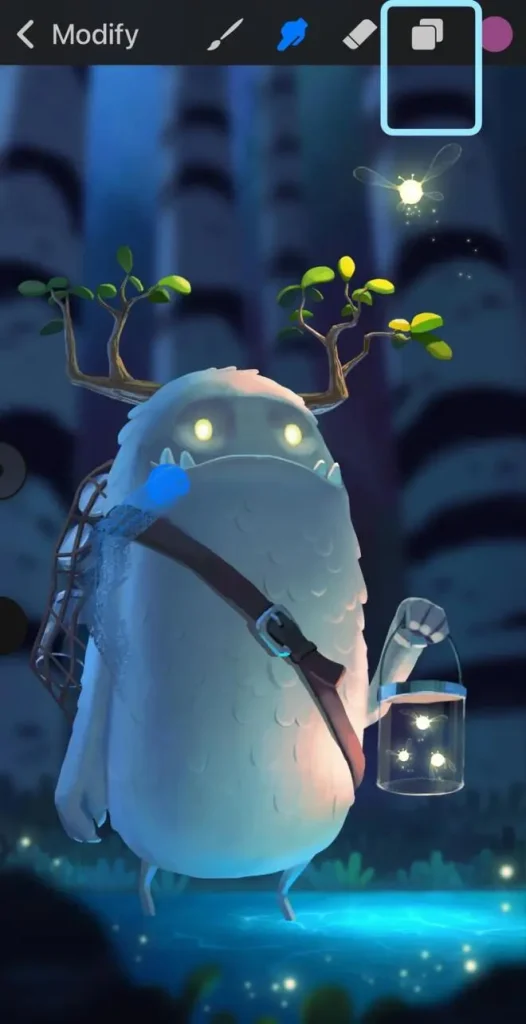 Screenshot of procreate interface with layers panel marked using a box.