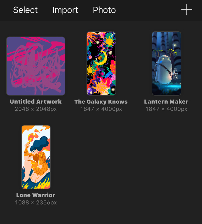 Opening your project in Procreate.