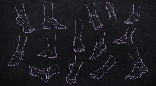 Drawing of feet in multiple positions to demonstrate are of the foot contacting the surface