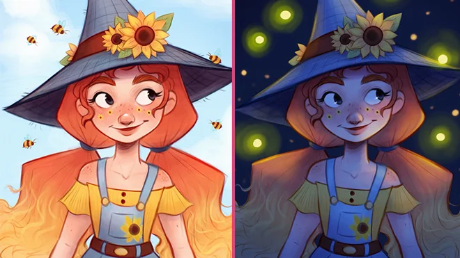 Add daytime and nighttime light to your art Add daytime and nighttime light to your art