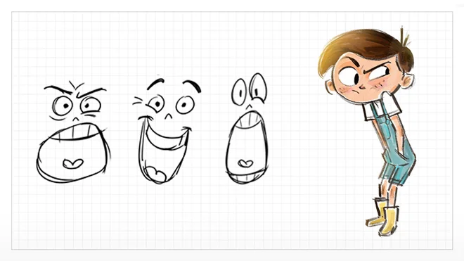 Draw cheeks for facial expressions in character design
