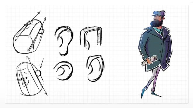 Draw different cartoon ears for beginners