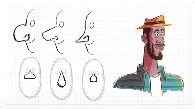 Draw different noses for character design