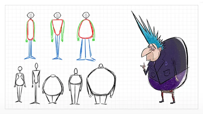 Draw easy body shapes for character design
