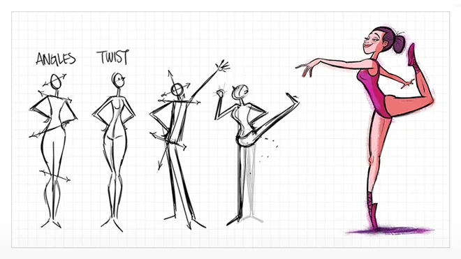 Draw interesting poses with tilts and twists