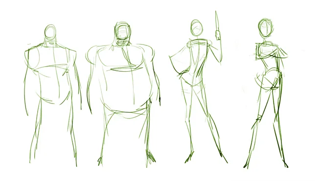 Quick thumbnail sketch for character design