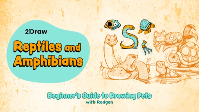 how to draw snakes, lizards, geckos, turtles and frogs for beginner artists