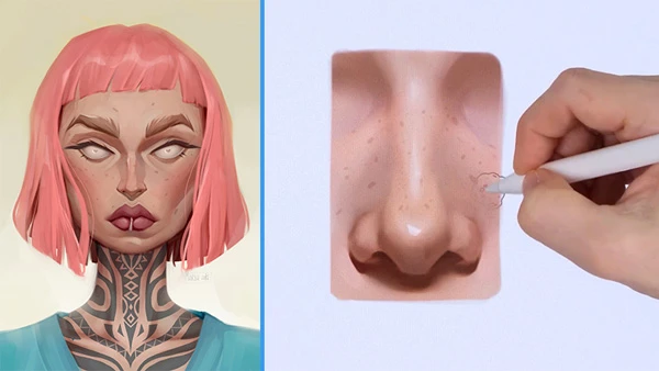 marsa tutorial de arte de retrato digital renderizado de nariz características faciales