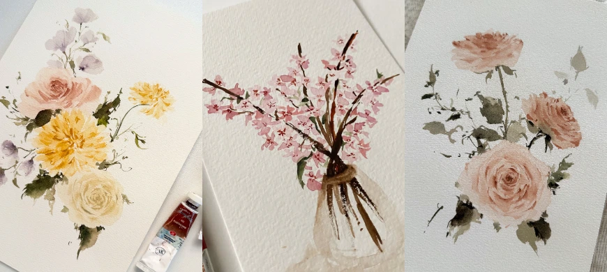 loose watercolor floral painting jenny flores